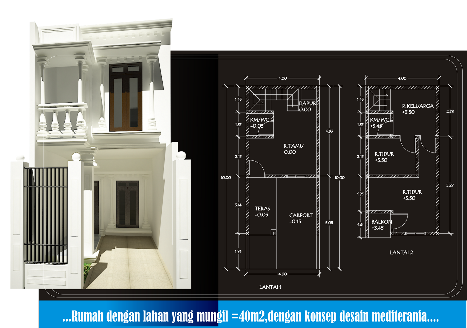 Gambar Rumah Minimalis 2 Lantai Lebar 4 Meter Desain Rumah Minimalis