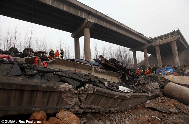 Giant firework explosion kills 26 and destroys motorway in China 