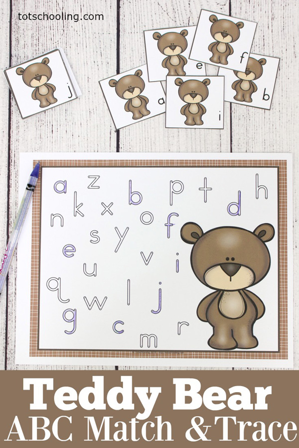 Teddy Bear Abc Match Trace Totschooling Toddler Preschool Kindergarten Educational Printables