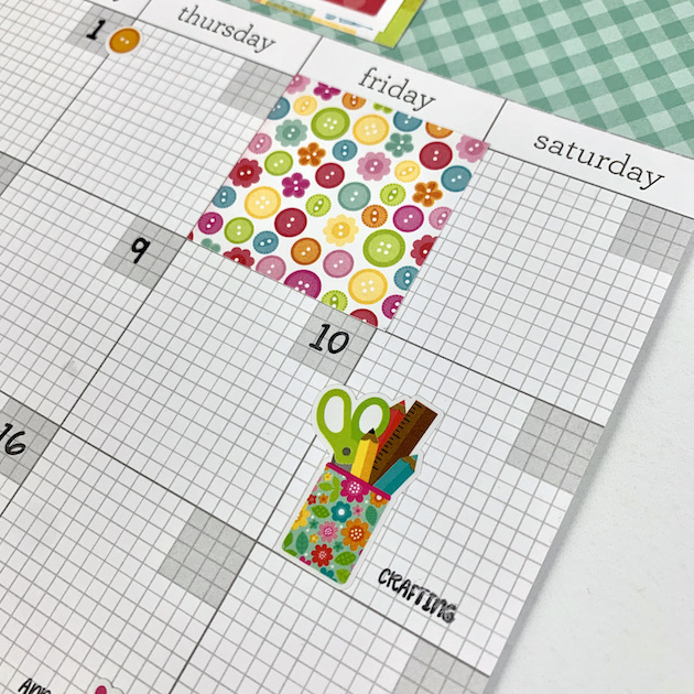 12x12 Cute and Crafty Calendar Scrapbook Page Layout