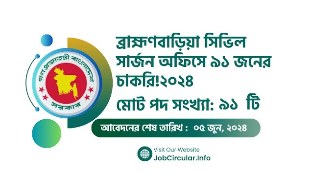  ব্রাহ্মণবাড়িয়া সিভিল সার্জন অফিসে ৯১ জনের চাকরি!