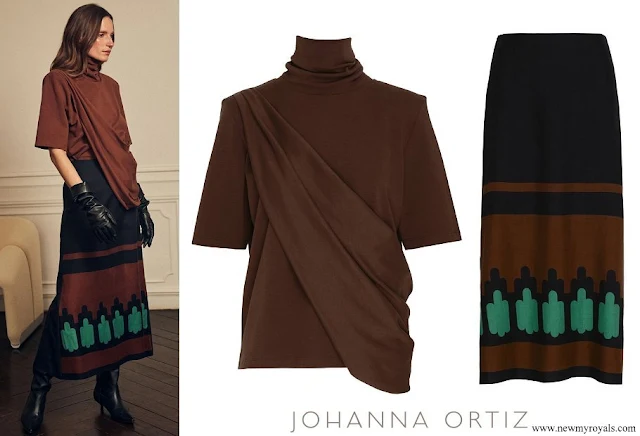 Queen Rania wore Johanna Ortiz Lucid dream top and musical mode midi skirt from Johanna Ortiz fall 2022 ready-to-wear