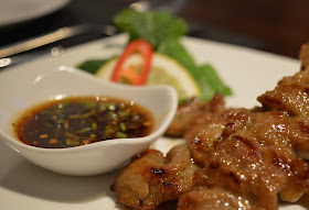 Starter option - grilled pork skewers from Mantra Thai, Newcastle Quayside