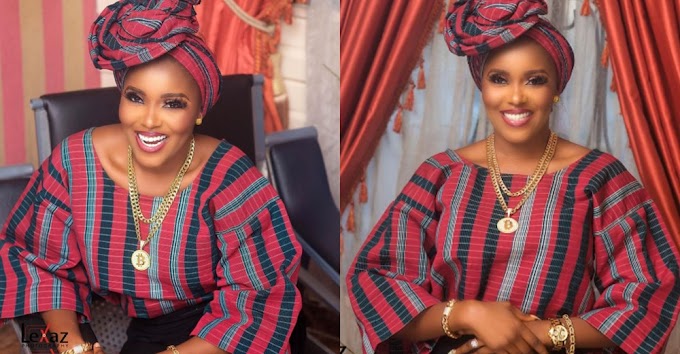 Reactions As Nollywood Actress, Biola Adebayo Rocks Lovely Native Outfit And A Gold Necklace (Photos)