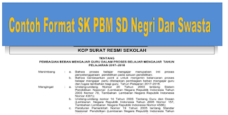 Contoh Format SK PBM SD Tahun 2018/2019