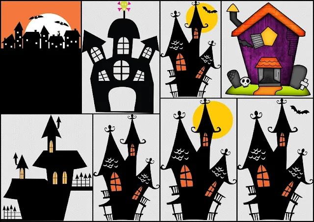 Clipart de Casas Encantadas para Halloween.