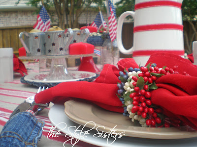 red white and blue tablescape, Memorial Day Table decor, 4th of July table decor,  Red white and Blue