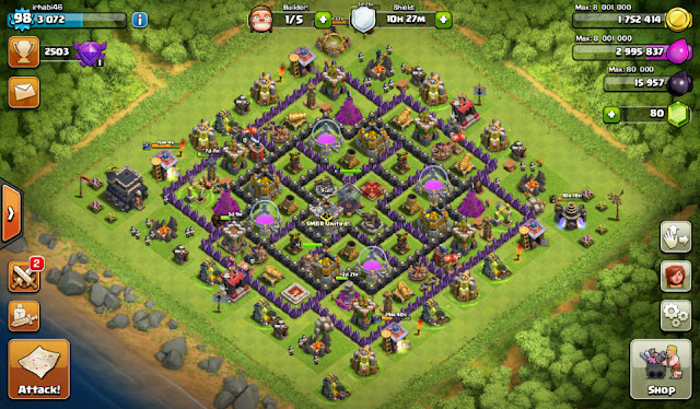 Clash of Clans Town Hall Level 9 Farming Base: The Gulag, featuring compact and solid core.