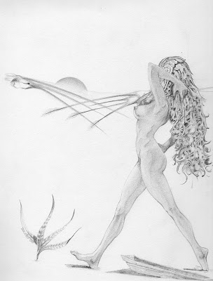 Dolobo Drawing, Figurative drawing, fantasy art, graphite