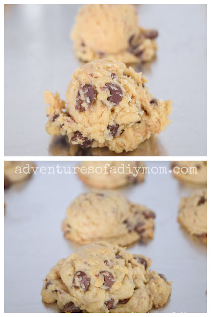 collage of before and after cookies are baked