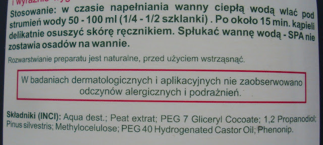 Emulsji z zagęszczonego wodnego wyciągu borowinowego SPA do kąpieli SULPHUR ZDRÓJ