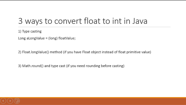  you lot tin convert a float to an int yesteryear but How to convert float to int inward Java? Examples