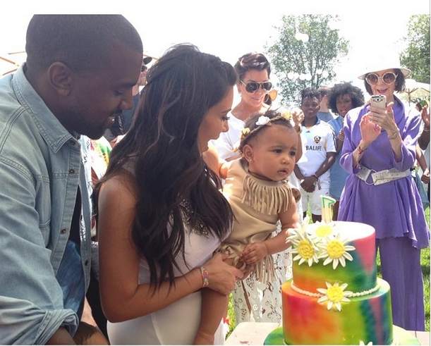 Kim K shares first photos with Kanye & North West at her Ist birthday party1