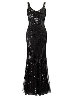 black sequin and beaded maxi dress