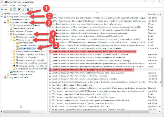 Afficher, message, démarrage, Windows 10, stratégie de groupe locale, gpedit.msc, trucs et astuces