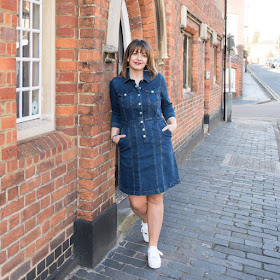 Sosandar Indigo Western 3/4 Sleeve Denim Dress