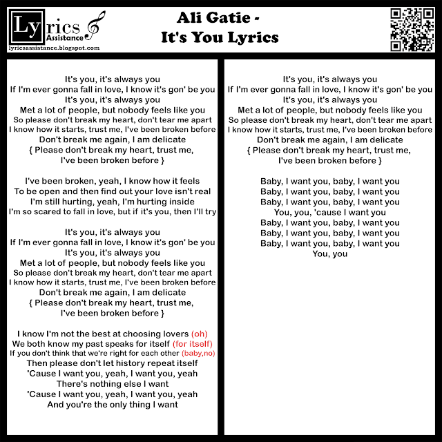Ali Gatie - It's You Lyrics | lyricsassistance.blogspot.com
