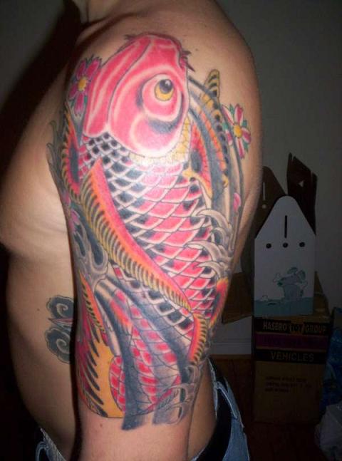 Beautiful Art of Japanese Koi Fish Tattoos With Image Japanese Koi Fish Shoulder Tattoo Designs Picture 5