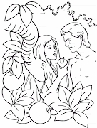 Dibujo de El Pecado de Adán y Eva para colorear, dibujos biblicos para . (caida)