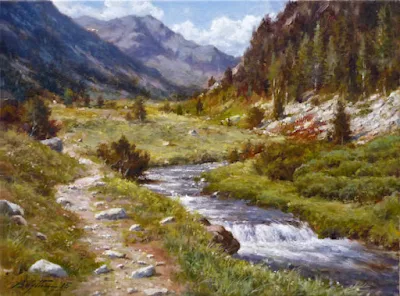 Landscape of Andorra painting Peter Bojthe