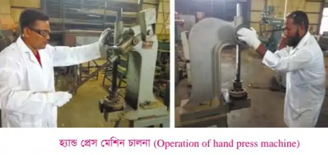 হ্যান্ড প্রেস মেশিন চালনা কৌশল (Operational procedure of hand press machine)