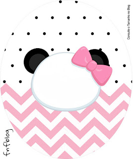 Panda Baby in Pink Chevron: Free Printable Cupcake Toppers.