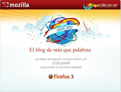 Certificado Download Day de Firefox 3