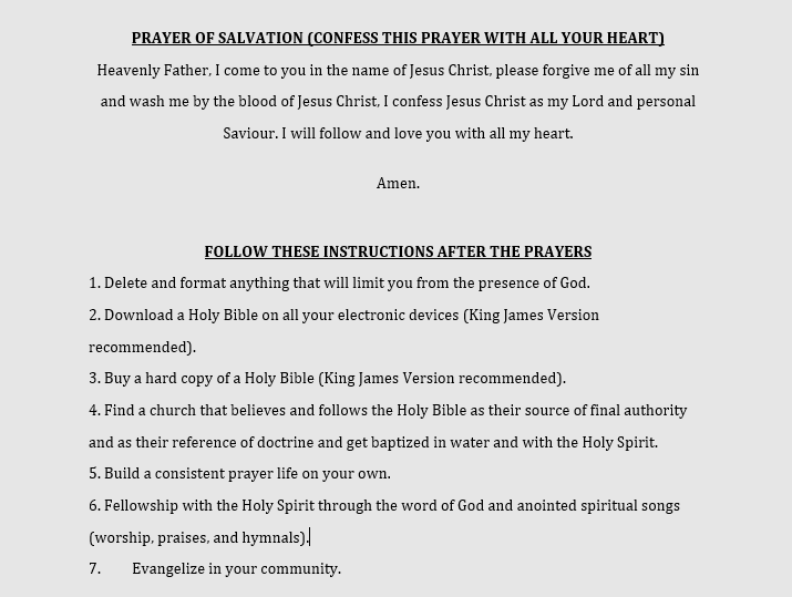prayer of salvation