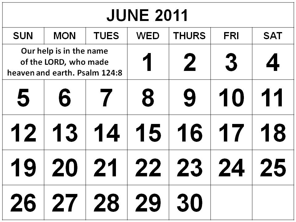 2011 calendar june