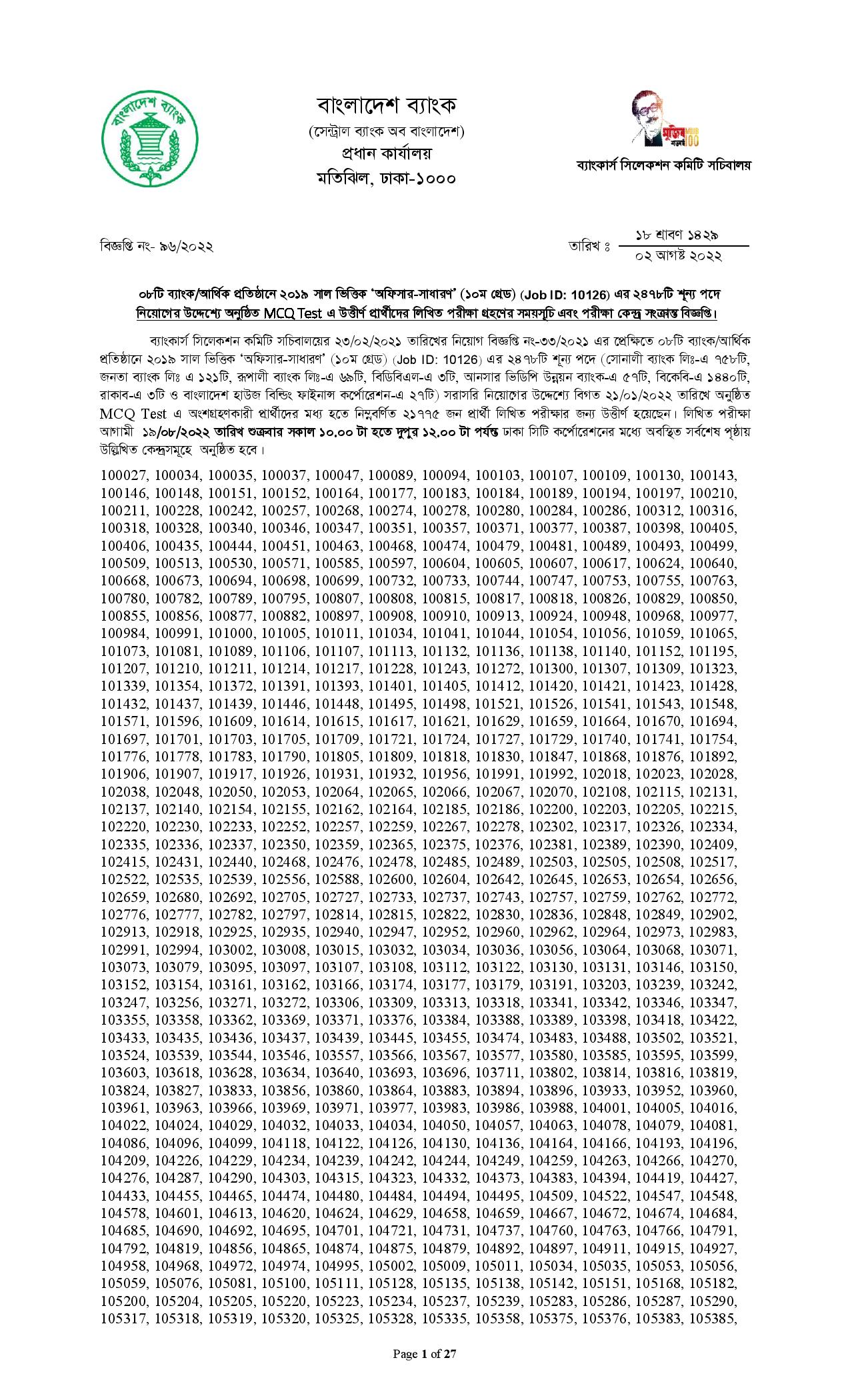 Combined 8 Bank written Exam Date Published