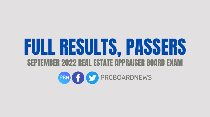 LEREA RESULTS: September 2022 Real Estate Appraiser board exam list of passers