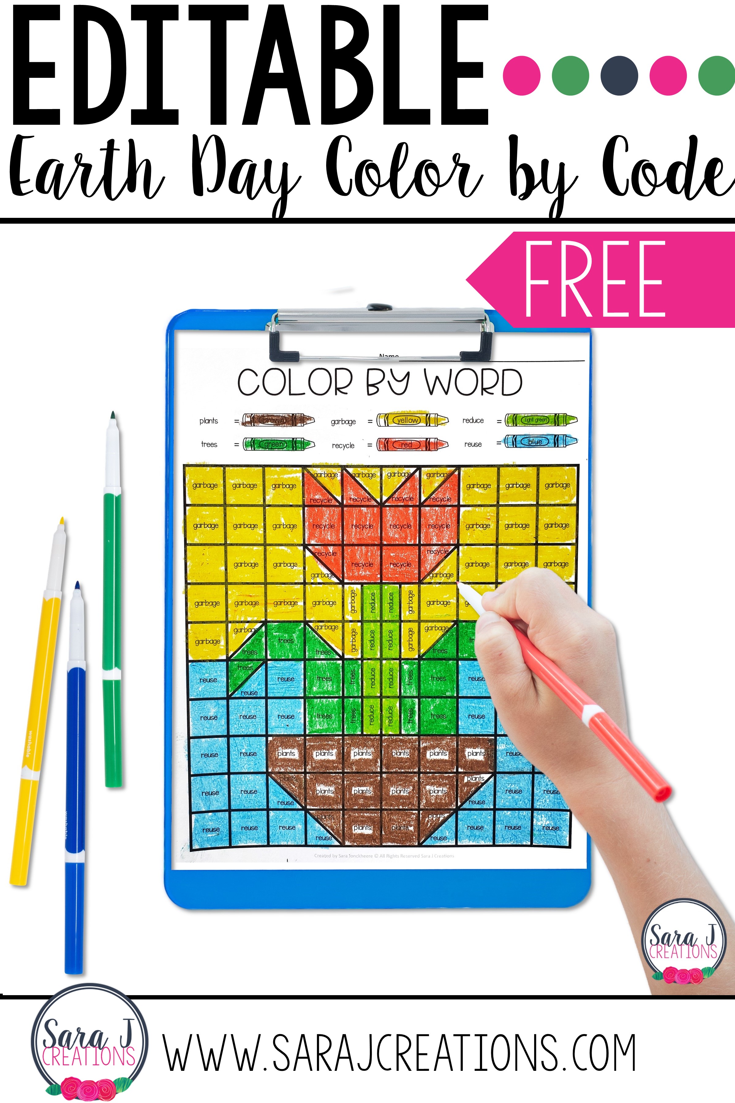 Free color by sight word pages for Earth Day that are editable. Type in any word you want and the pictures are automatically created!