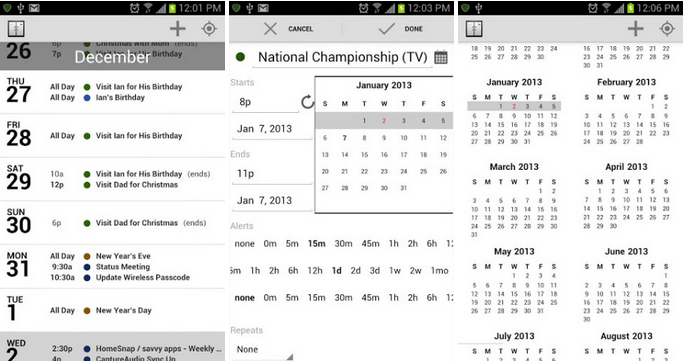agenda calendar for android