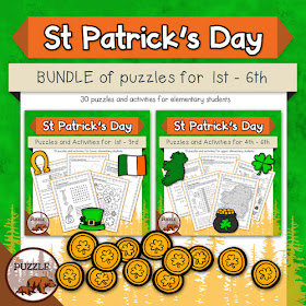  The Puzzle Den - St Patrick's Day BUNDLE for grades 1-6