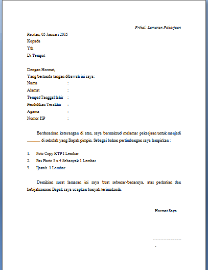 Download 50+ Contoh Surat Surat Lamaran Kerja Copy Paste Terbaru Gratis