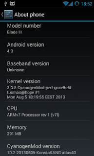  CyanogenMod 10.2 (Android 4.3) For ZTE Blade 3