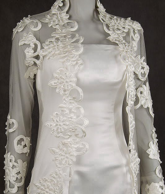 This Gothic Wedding Dress in off white with Vintage Lace Long Jacket