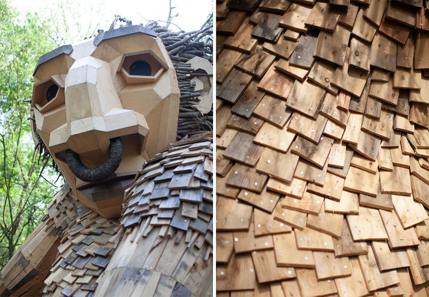 Guy Makes Giants From Wood And Hides Them In The Woods In Belgium