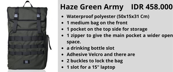 Haze green army backpack travel