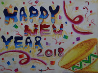 Harmony Arts Academy Drawing Classes Monday 08-January-2018 11 yrs Chaitrali Suhas Bhagwat Happy New Year 2018 Lettering Poster Colours