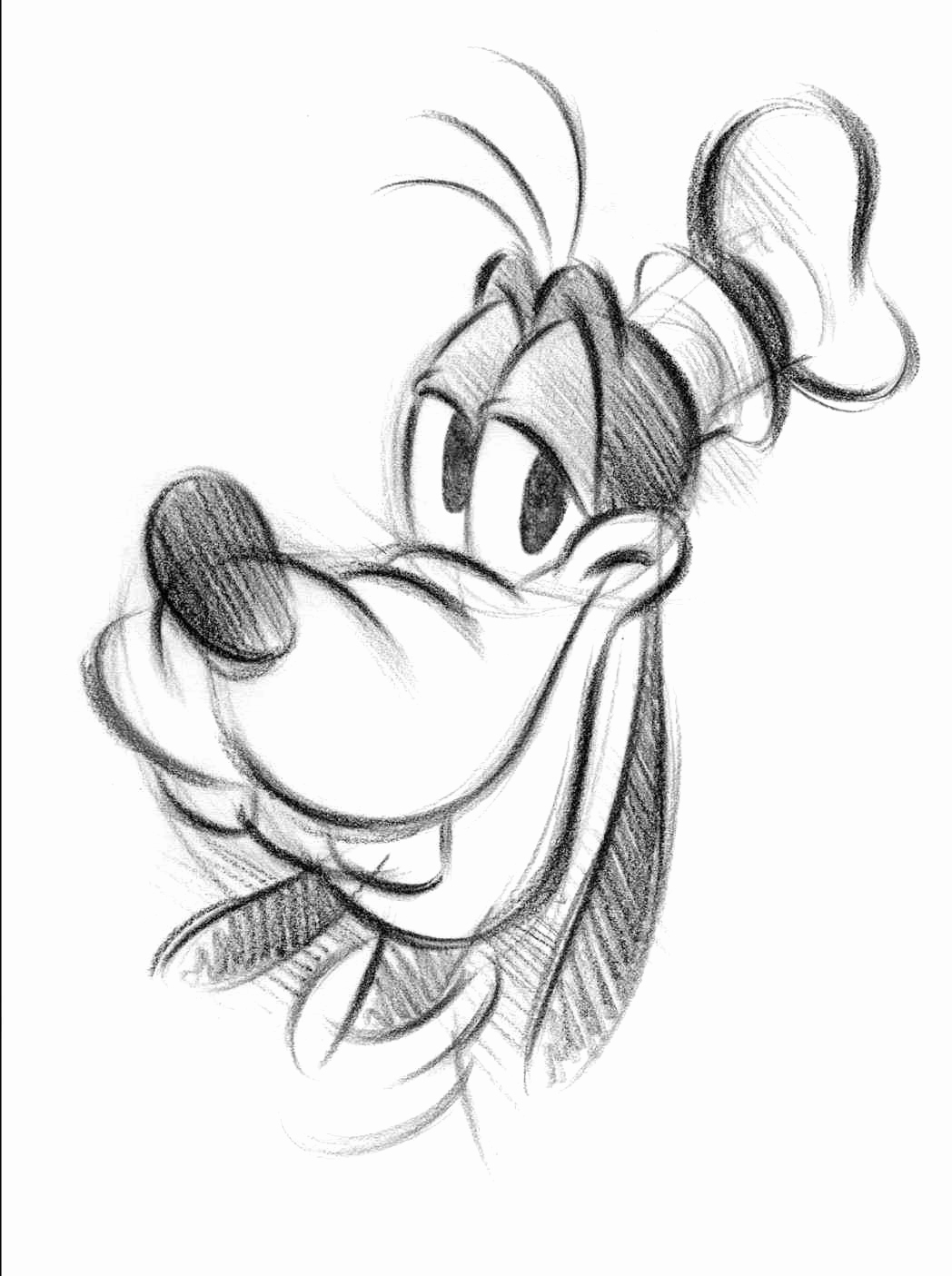 creative and unique sketch drawing of goofy the dog