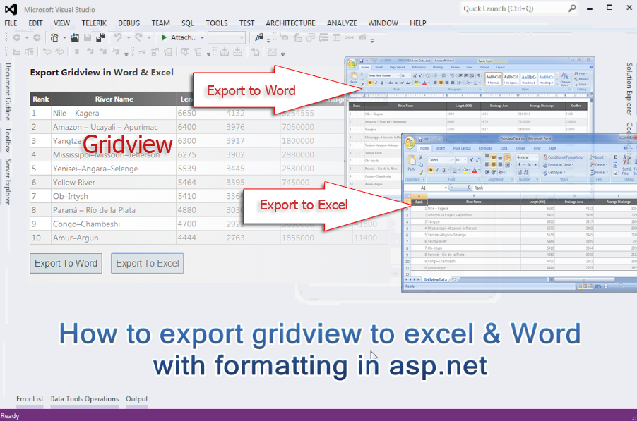 How To Export Gridview To Excel Word File With Formatting