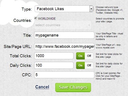 Add my facebook page to addmefast