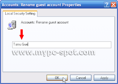 Rubah nama account guest