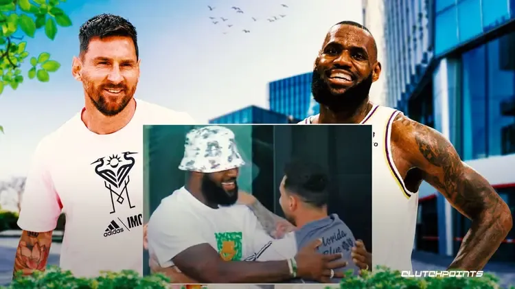 Lionel Messi and LeBron James embrace ahead of Argentine's Inter Miami debut