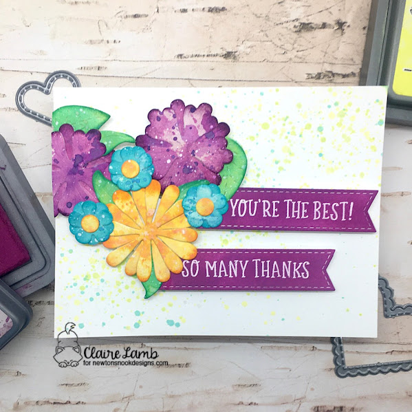 You're the best by Claire features Flower Trio, Banner Trio, and Heartfelt Blooms by Newton's Nook Designs; #inkypaws, #newtonsnook, #floralcards, #thankyoucards, #cardmaking