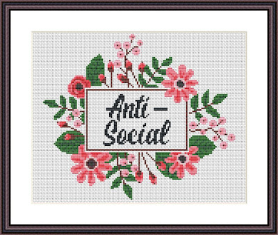 Anti-Social funny cross stitch pattern - Tango Stitch
