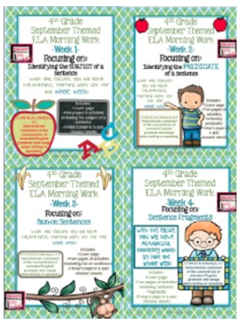 http://www.teacherspayteachers.com/Product/4th-Grade-ELA-Morning-WorkBell-Work-WHOLE-month-September-Themed-Worksheets-1267588