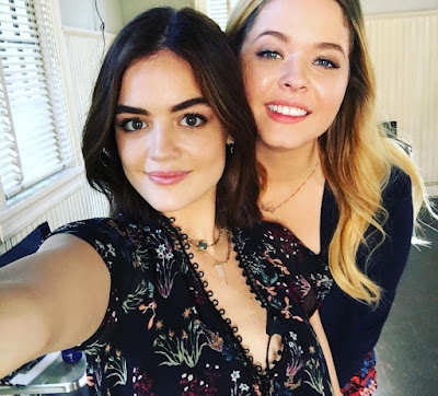 PLL BTS Lucy Hale & Sasha Pieterse (Lusha) filming 7x10 finale "The DArkest Knight"