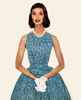 Blue plain semi-formal petticoat dress from the fifties.